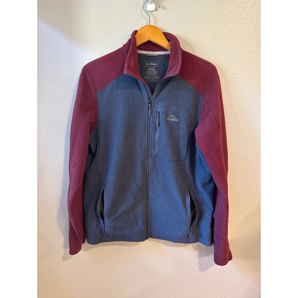 L.L.Bean Men's Slightly Fitted Fleece Jacket M Colorblock Warm Layer Cozy Winter
